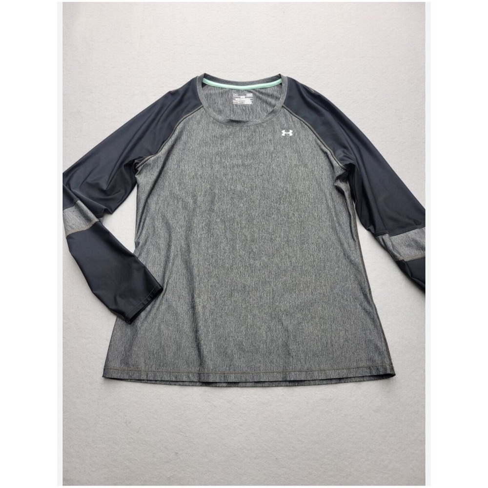 Under Armour Long Sleeve Athletic Shirt Gray Black Activewear Top Medium